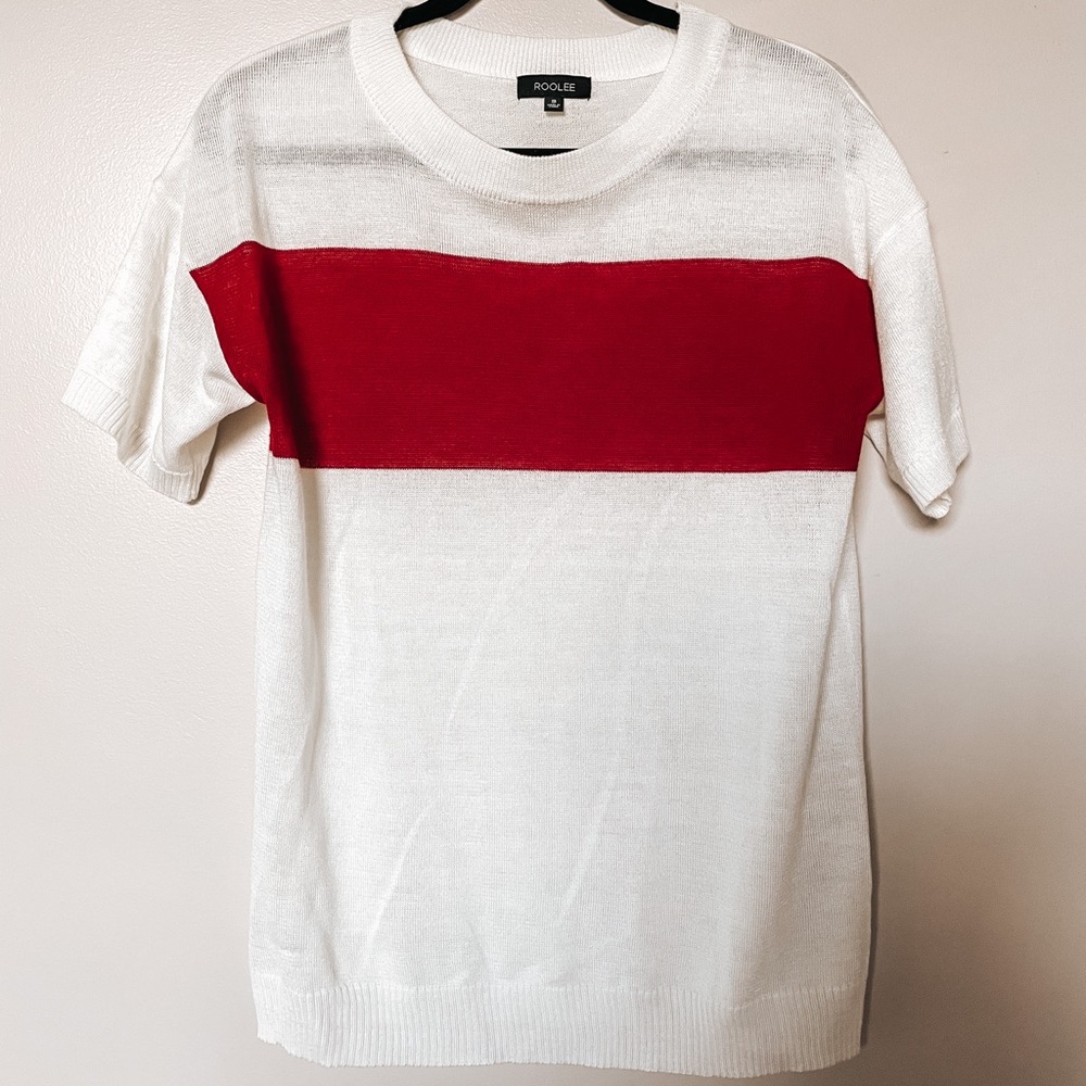 Size Small Roolee Red/White Color-Block Shirt - image 1
